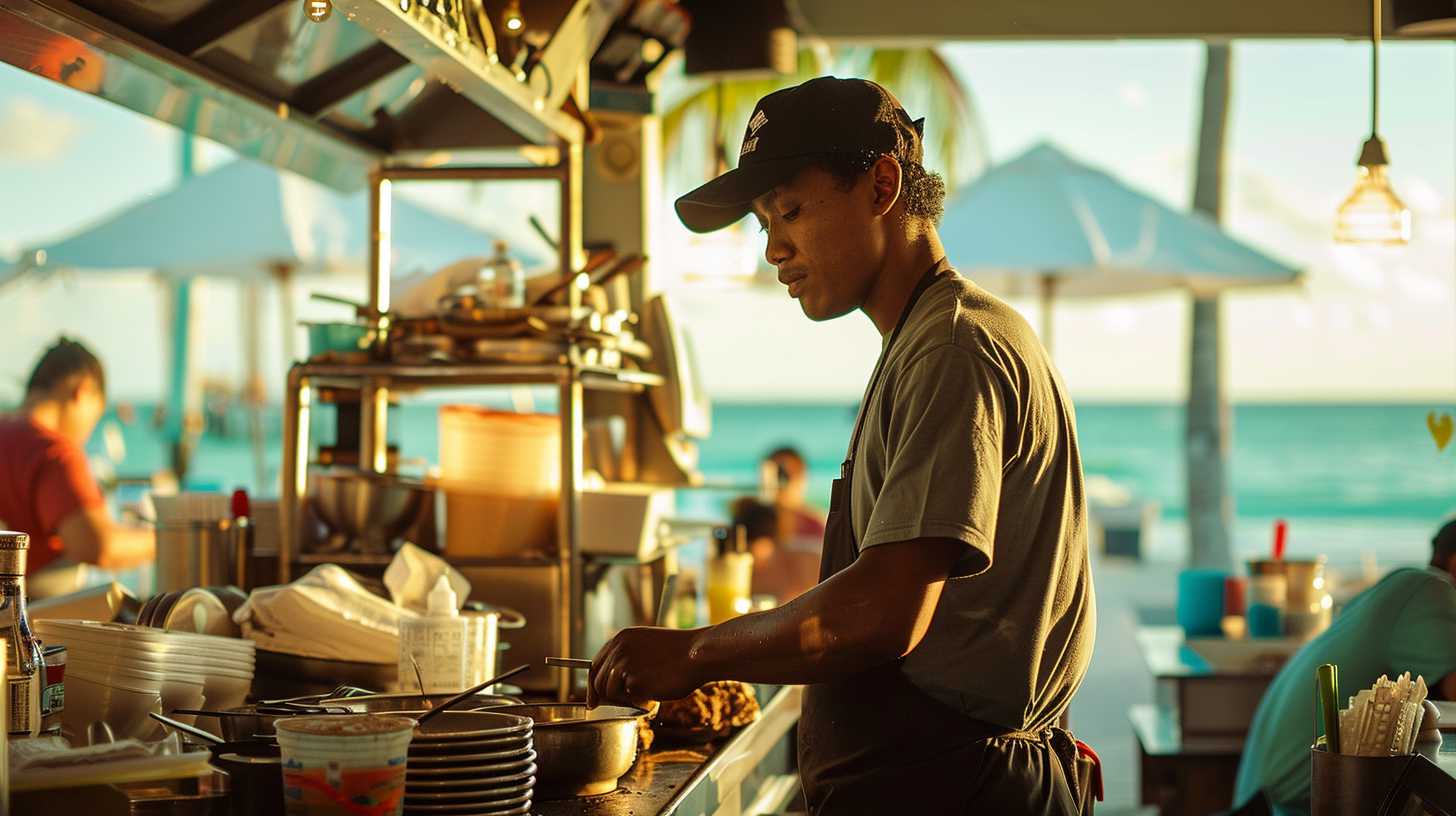 Florida Restaurant Worker at Beachside Cafe