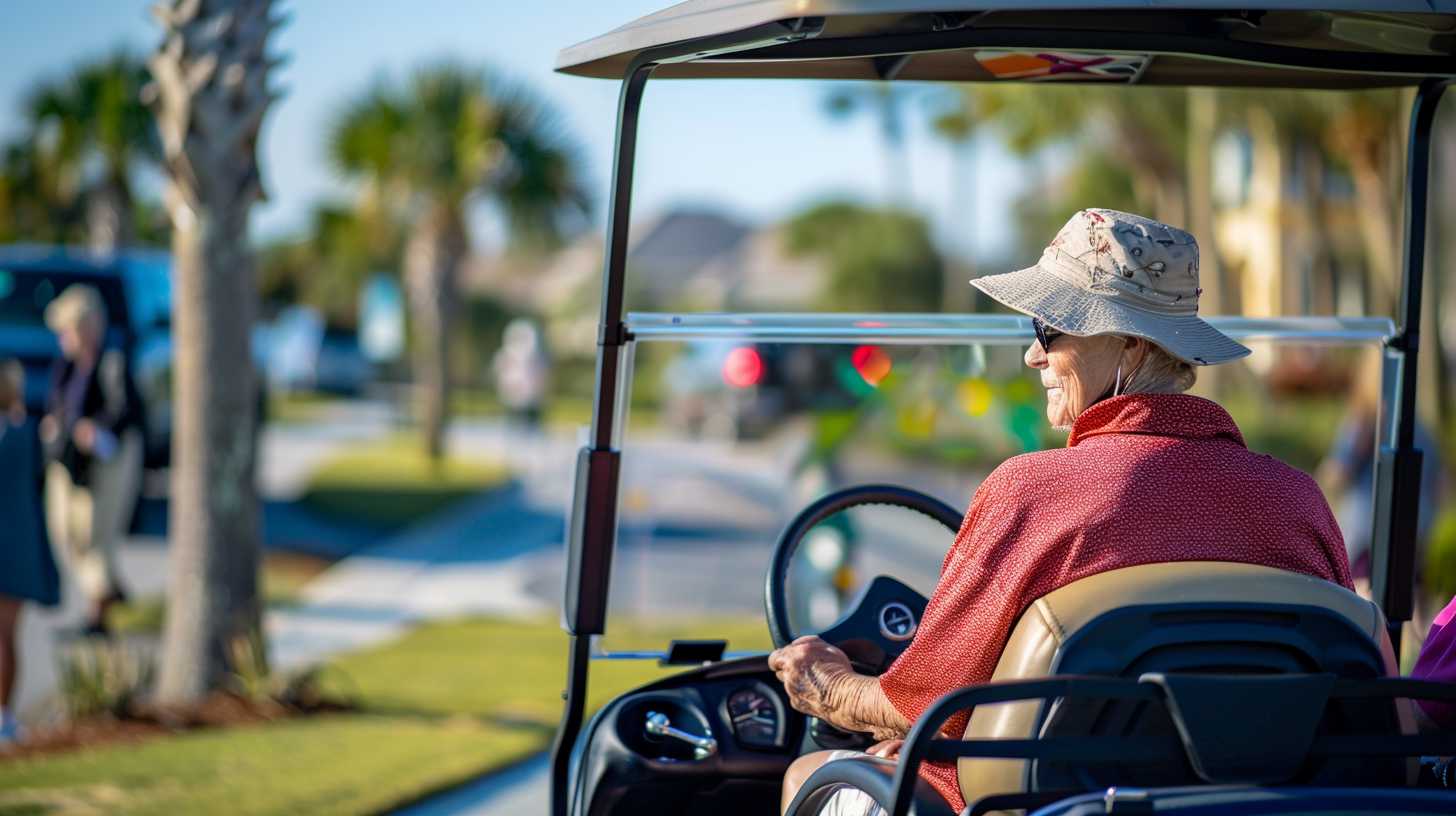 Older Woman Enjoying Florida Weather Golfing